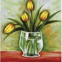 Холст с контуром "Желтые тюльпаны" (30см*30см)