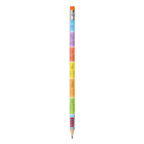 Олівець чорнографітний 1 Вересня Стереометрія трикутний з гумкою 280548